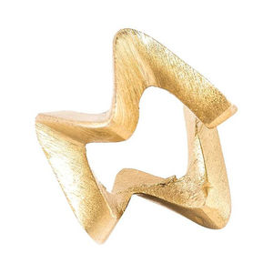 Fabriqué à la main sur mesure Design unique et intéressant Anneau de serviette géométrique en aluminium or rugueux Design rond en zigzag - Product Image 1