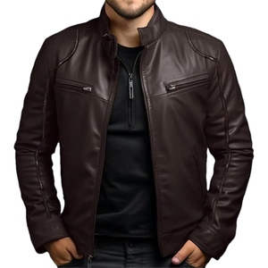 Veste en cuir d'agneau pour homme de qualité supérieure, veste de moto classique, vêtement d'extérieur chaud et tendance, style urbain, mode décontractée, haut - Product Image 1