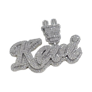 Pendentif à breloque en diamant Moissanite personnalisé motif lettre Hip Hop glacé avec logo de nom pour les occasions de fête - Product Image 2
