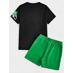 Chaud été casual à manches courtes logo imprimé personnalisé nouveau Design OEM 100% coton t-shirt et ensemble court pour hommes - Product Image 2
