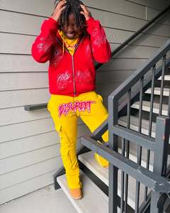 ชุดวอร์มผ้า100% มีฮู้ดและกางเกงผ้าคอตตอนพิมพ์ลายหน้าจอออกแบบได้ตามต้องการแนวสตรีท - Product Image 2
