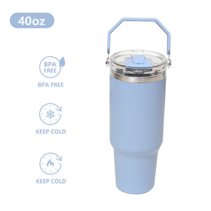 2026 Luxury 40oz Tumbler <b>with</b> Handle Custom Logo Wholesale Stainless Steel Vacuum Insulated Travel Mug Style Coffee Cup - Product Image 5