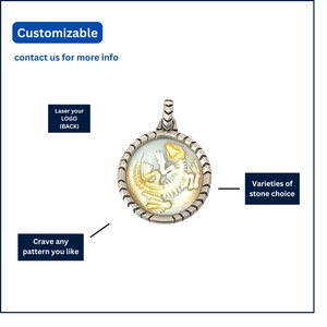 Colgante de Plata de Ley 925 con Fósil de Dinosaurio y Madreperla Amarilla, Estilo Casual/Deportivo, Amuleto Fino Unisex |   OEM - Product Image 4