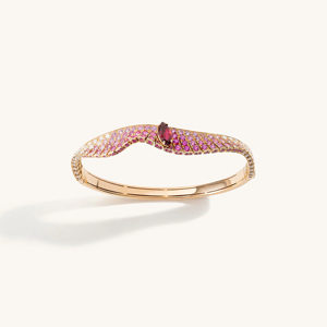 Luxury Rose Gold Cuff <b>Bracelet</b> With Garnet Wings Design Channel Set Pink Gemstones Women Party Jewelry - Product Image 1