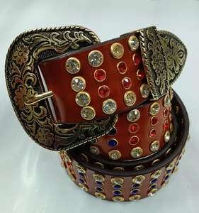 Lujo brillante Rhinestone aleación hebilla alta calidad diseño único vaquera cristal hombres mujeres cinturón de cuero - Product Image 3