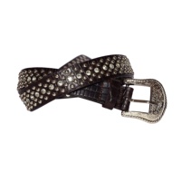 Ceinture cloutée punk avec boucle pyramidale carrée, ceinture en cuir collé avec rivets, ceinture en cuir noir avec rivets à tête ronde, prix de gros