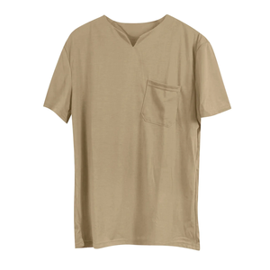 OEM Logo personnalisé Design 100% coton T-Shirt solide gris foncé col fendu Style décontracté à manches courtes surdimensionné grande taille pour hommes femmes - Product Image 3