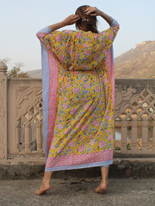 Kaftan en coton pour femmes, imprimé à la main, fabrication OEM, vente en gros directe d'usine, taille et étiquette personnalisées - Product Image 6