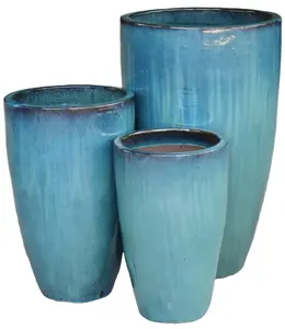 Tall Ceramic Pots for Plants Garden outdoor vietnamese pottery planter Large Atlantis Pots Mix with Glazed Garden Pots