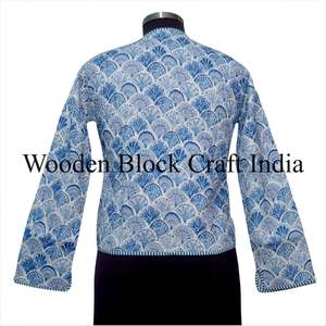 Magnifique veste courte matelassée vintage en coton biologique 100 % tricoté et imprimé pour femme, style bohème, écologique, hiver - Product Image 5