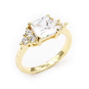 Misura 7 gioielli pregiati oro e rodio placcato anelli di fidanzamento con cuscino taglio pietra naturale e CZ IGI certificato oro giallo - Product Image 1