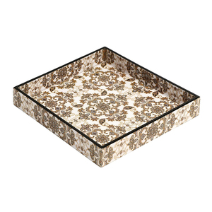 Bandeja de servicio esmaltada hecha a mano con asas Bandeja de madera de mango ecológica para hotel y restaurante Diseño decorativo para servir comida - Product Image 4