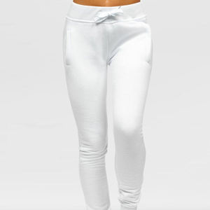 Pantalones de chándal de pierna recta de algodón con logotipo personalizado, pantalones Cargo de estilo a rayas de pierna ancha en blanco suelto para mujer - Product Image 1