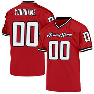 Maillots de football américain rouges personnalisés respirants à manches courtes pour hommes nouveauté 100% polyester sublimation avec logo personnalisé - Product Image 1