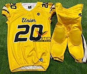 Vente en gros d'usine, design personnalisé, uniforme de football américain respirant à séchage rapide, haute qualité, grande taille, manches courtes - Product Image 3