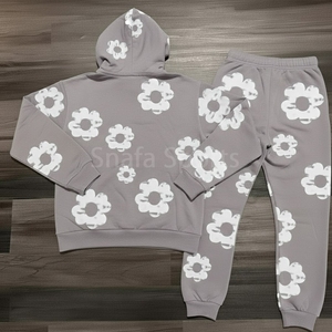 ชุดแทรคสูทเดนิมพิมพ์ลายพัฟฟ์ คุณภาพสูง ออกแบบโลโก้ได้ตามต้องการ ราคาขายส่ง ทรงปกติสำหรับผู้ชาย - Product Image 2