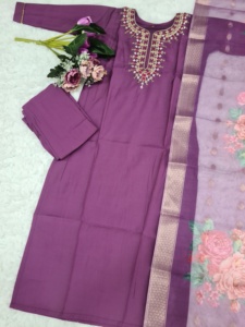 DISEÑADOR GEORGETTE BORDADO PIEDRA TRABAJO FONDO SUPERIOR CON DUPATTA ROSA - Product Image 6