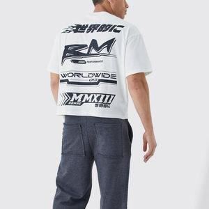 T-shirt blanc personnalisé imprimé de grande taille avec badge en caoutchouc Nouveautés T-Shirts personnalisés de haute qualité T-shirts pour hommes de grande taille - Product Image 4