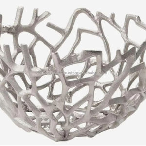 Panier de fruits traditionnel plateau de service en métal rond argenté pour décor pour décoration de table et cadeaux de Festival - Product Image 1