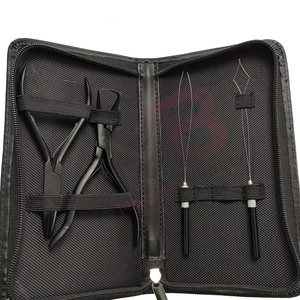 High Demand <b>Hair</b> <b>Extension</b> Tools <b>Black</b> Color Coated Micro Link <b>Hair</b> <b>Extension</b> Kit With Pliers & Loops and <b>Clips</b> For Salon use - Product Image 5
