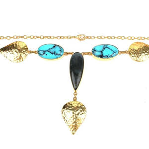 Collier ras du cou multi-pierres en laiton plaqué or avec bijoux luxueux en laiton et pierres précieuses - Product Image 6