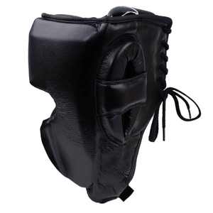 Casque de boxe en cuir de vachette personnalisé MMA OEM pour l'entraînement au kickboxing, au sparring, au karaté, au taekwondo avec motif facial - Product Image 3