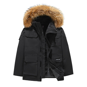 Trendy Canadian Style Men's Unisex <b>Winter</b> Canvas <b>Thick</b> Warm Reversible Eco-Friendly Large Collar Parka <b>Coat</b> - Product Image 3