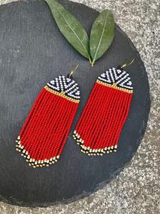 Nouveau bohème gland verre perles de rocaille boucles d'oreilles multicolore frange Triangle perlé boucles d'oreilles pour femmes bijoux par HF artisanat - Product Image 6