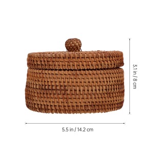 Handcrafted Round <b>Rattan</b> <b>Storage</b> Basket with Lid for Elegant Home Decor and Organization - Product Image 5