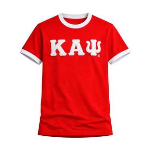 T-shirt en chenille rouge et blanc ΚΑΨ Kappa Alpha Psi, taille réelle, coton premium, broderie, vêtements de fraternité grecque - Product Image 4