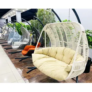 Outdoor Double Patio Swing High Quality Double Swing Chair Indoor Outdoor Hotel Patio Rattan Garden Furniture