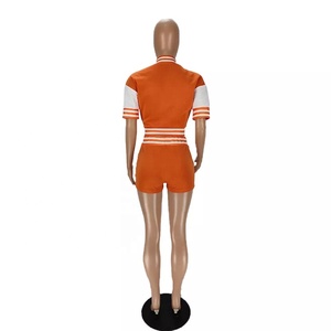 Nouveaux ensembles de Short de cycliste à manches courtes pour femme, haut court, Patchwork, Logo personnalisé - Product Image 2