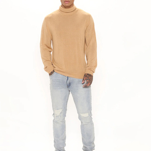 Pull à col roulé à manches courtes en coton lourd, coupe classique, sur mesure, écologique, col haut, séchage rapide - Product Image 4