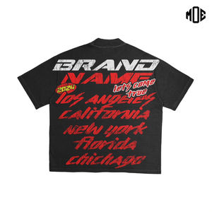 Polos de hombre de talla grande de algodón 100% de peso pesado personalizado de alta calidad, camisetas sueltas con lavado ácido Vintage rasgadas desgastadas - Product Image 5