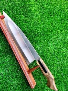 Bellamente diseñado Hoja de acero al carbono de madera Cuchillos de supervivencia para acampar Agarre fácil Corte de Funda de cuero hecho a mano Personalizable. - Product Image 5