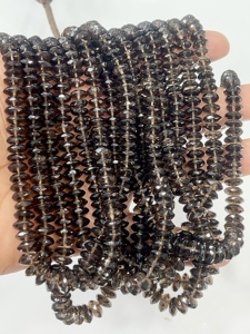 Cuentas Rondelle de disco de corte alemán facetado de cuarzo ahumado Natural de 7-8mm, hebra de 14 pulgadas para collar, pulsera - Product Image 2