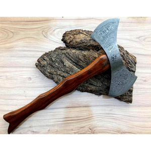 Custom Hand Forged Damascus Steel Functional <b>Axe</b> Viking <b>Axe</b> Tomahawk Hatchet <b>Axes</b> With Sheath - Product Image 5