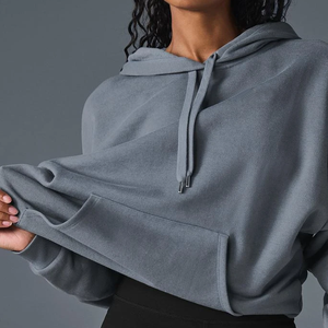 Women's Custom 100% Cotton Windproof Breathable Turtleneck Gym Casual Sweatshirt Pullover High Hood <b>Long</b> <b>Hoodie</b> Spring Autumn - Product Image 4