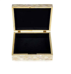 Luxury Handmade Mother of Pearl Jewelry <b>Box</b> Rectangle Shape with Glossy Bone Inlay Square <b>Wedding</b> Gifts Decorative Storage <b>Box</b> - Product Image 4