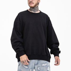 Sweat-shirt à col rond ample et court pour homme, en coton 100% de haute qualité, 600 g/m², lavé à l'acide, avec logo personnalisé - Product Image 1