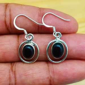 Solid 925 Sterling Silver Drop <b>Earrings</b> <b>for</b> <b>Women</b> Natural <b>Black</b> Onyx Gemstone Fashionable Jewelry <b>for</b> Weddings and Gifts - Product Image 1