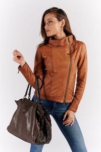 Sac fourre-tout vintage marron en cuir véritable avec fermeture éclair pour femme, grand sac à bandoulière souple pour le travail, le portable, le shopping et les voyages - Product Image 6