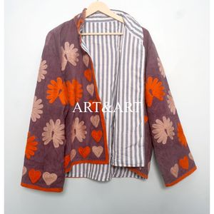 Veste matelassée en coton 100% luxueuse, brodée à la main, motif floral, détails complexes, élégance intemporelle, spécial hiver - Product Image 6