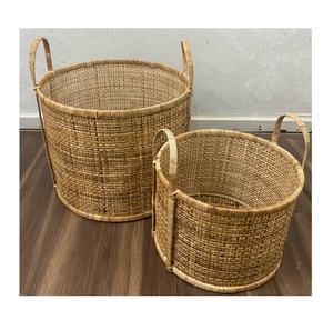Panier de rangement pour linge en rotin tissé à la main, multi-usages, design haut de gamme pour la décoration de la maison. - Product Image 3