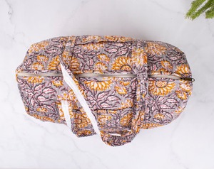 กระเป๋าเดินทางขนาดใหญ่ทนทานสำหรับเล่นกีฬาสุดสัปดาห์ทำจากผ้าฝ้ายพิมพ์ลายบล็อกทำด้วยมือ - Product Image 2