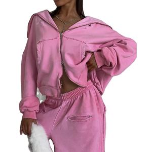 Conjunto de Dos Piezas para Mujer con Franja Lateral, Sudadera Holgada con Pantalones Anchos - Product Image 1