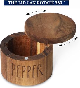 Acacia Wood Eco-Friendly Foldable <b>Spice</b> <b>Box</b> with Swivel Lid and Built-in Spoon <b>Masala</b> <b>Dabba</b> <b>Spice</b> Organizer for Kitchen - Product Image 3