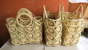 Panier tressé en paille fait main à motif circulaire, capacité 4 personnes, avec cordon de serrage en tissu, style mode, sac à déjeuner portable et décontracté pour - Product Image 4