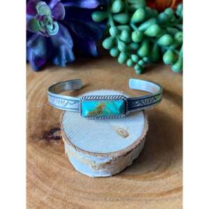Rick Enriquez Kingman Turquoise & Sterling <b>Silver</b> Fashion <b>Cuff</b> <b>Bracelet</b> - Product Image 1