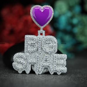 Round Brilliant Cut Moissanite Double Layer Name Pendant with Enamel Heart Bail Diamond <b>Tester</b> Passes by Phoenix Enterprise - Product Image 1